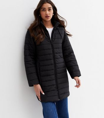 Black Hooded Long Puffer Jacket | New Look