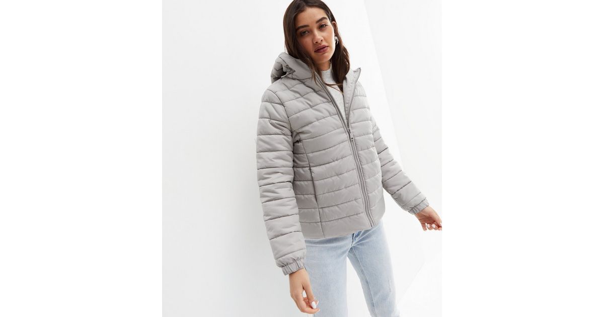 light grey puffer jacket women's