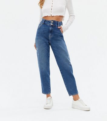 Click to view product details and reviews for Only Blue Elasticated High Waist Tapered Jeans New Look.