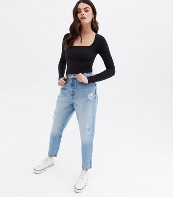 ONLY Pale Blue High Waist Ripped Boyfriend Jeans | New Look
