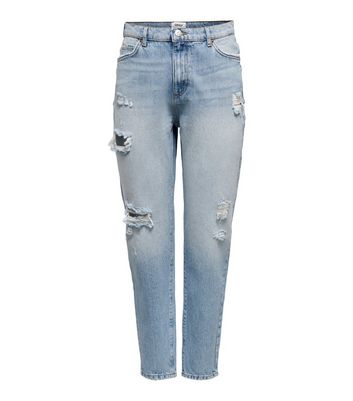 Click to view product details and reviews for Only Pale Blue High Waist Ripped Boyfriend Jeans New Look.