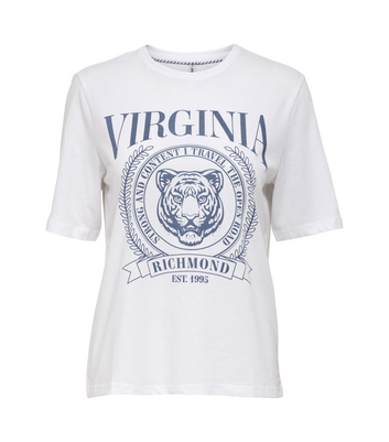 Damen Bekleidung ONLY White Virginia Varsity Logo T-Shirt