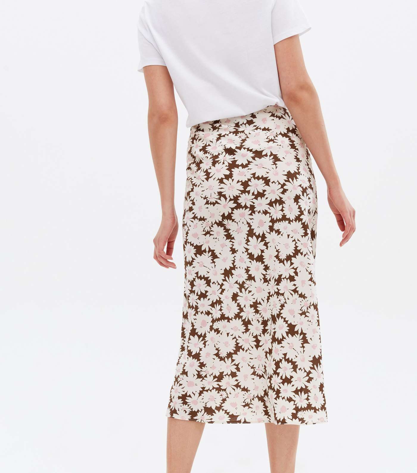 Brown Daisy Bias Cut Midi Skirt Image 4