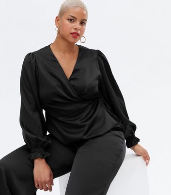 Black silk hot sale wrap top