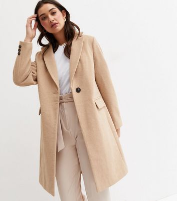 Camel Lined Long Formal Coat New Look