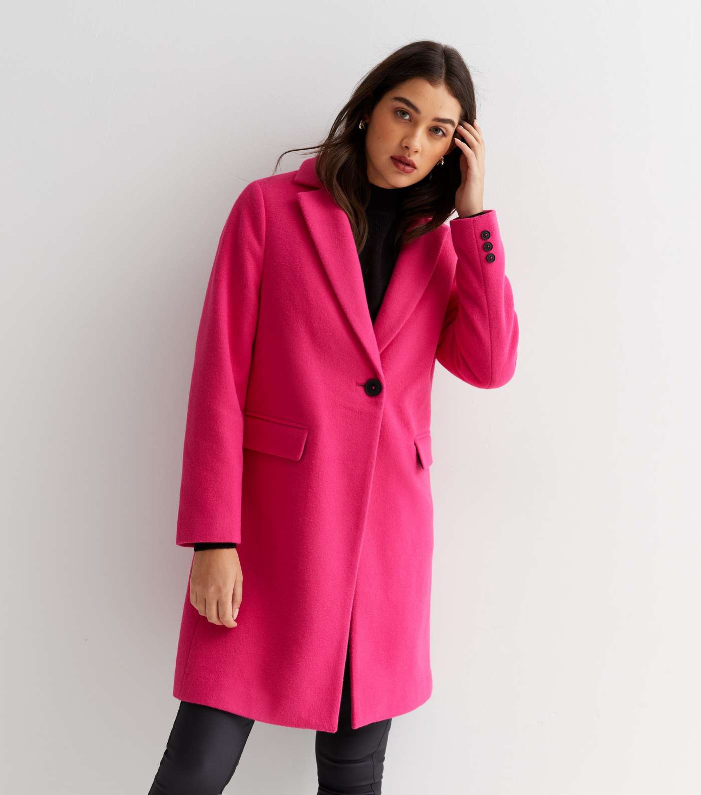Mid Pink Lined Long Formal Coat