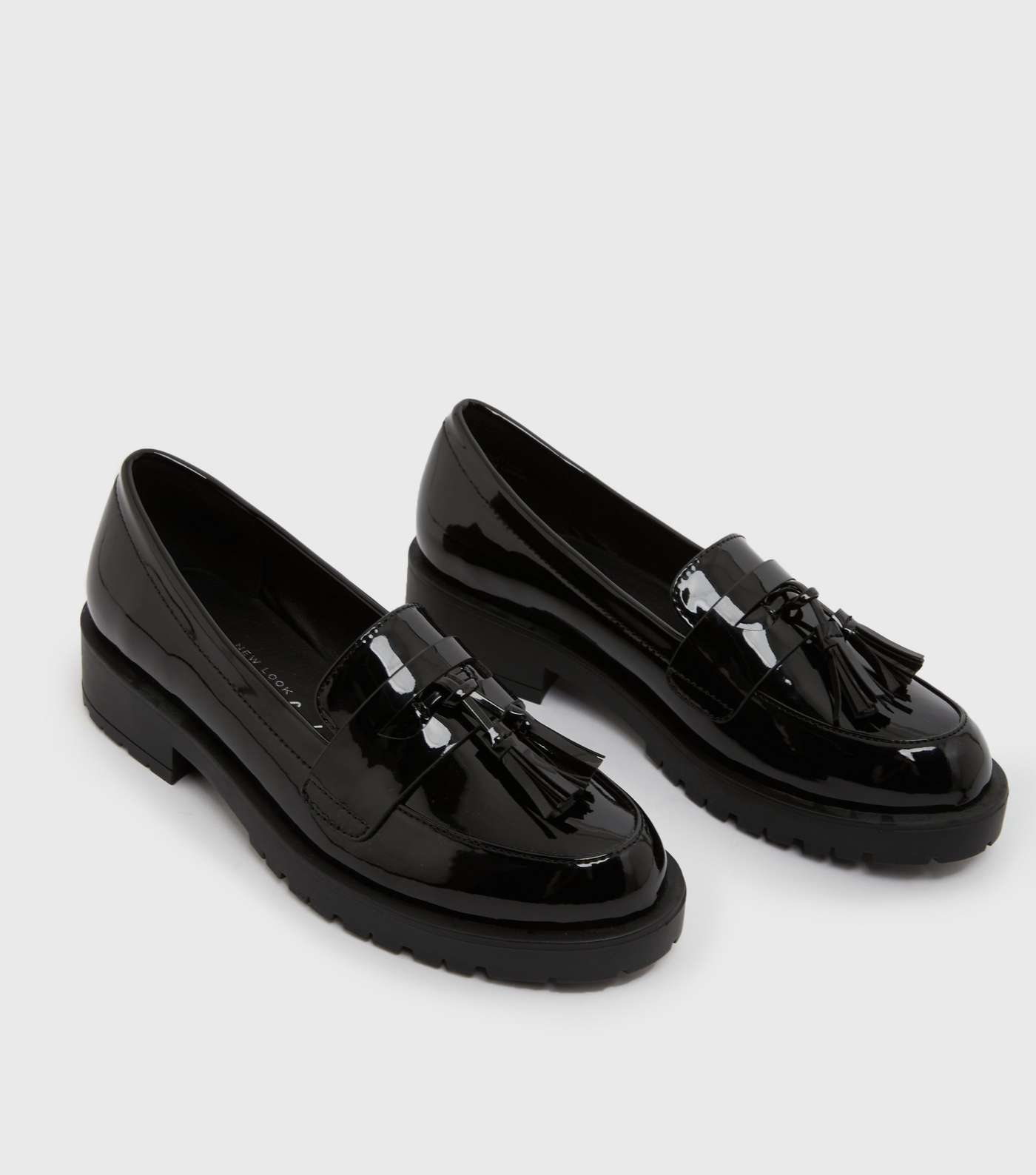 Girls Black Patent Chunky Loafers Image 3