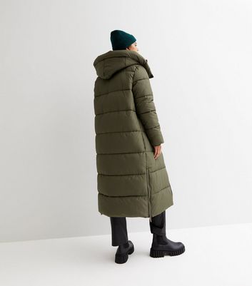 cos long hooded puffer coat