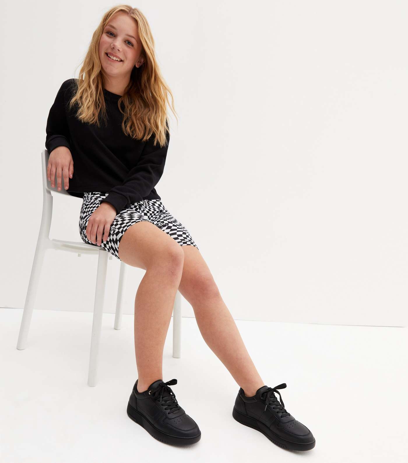 Girls Black Lace Up Chunky Trainers Image 2