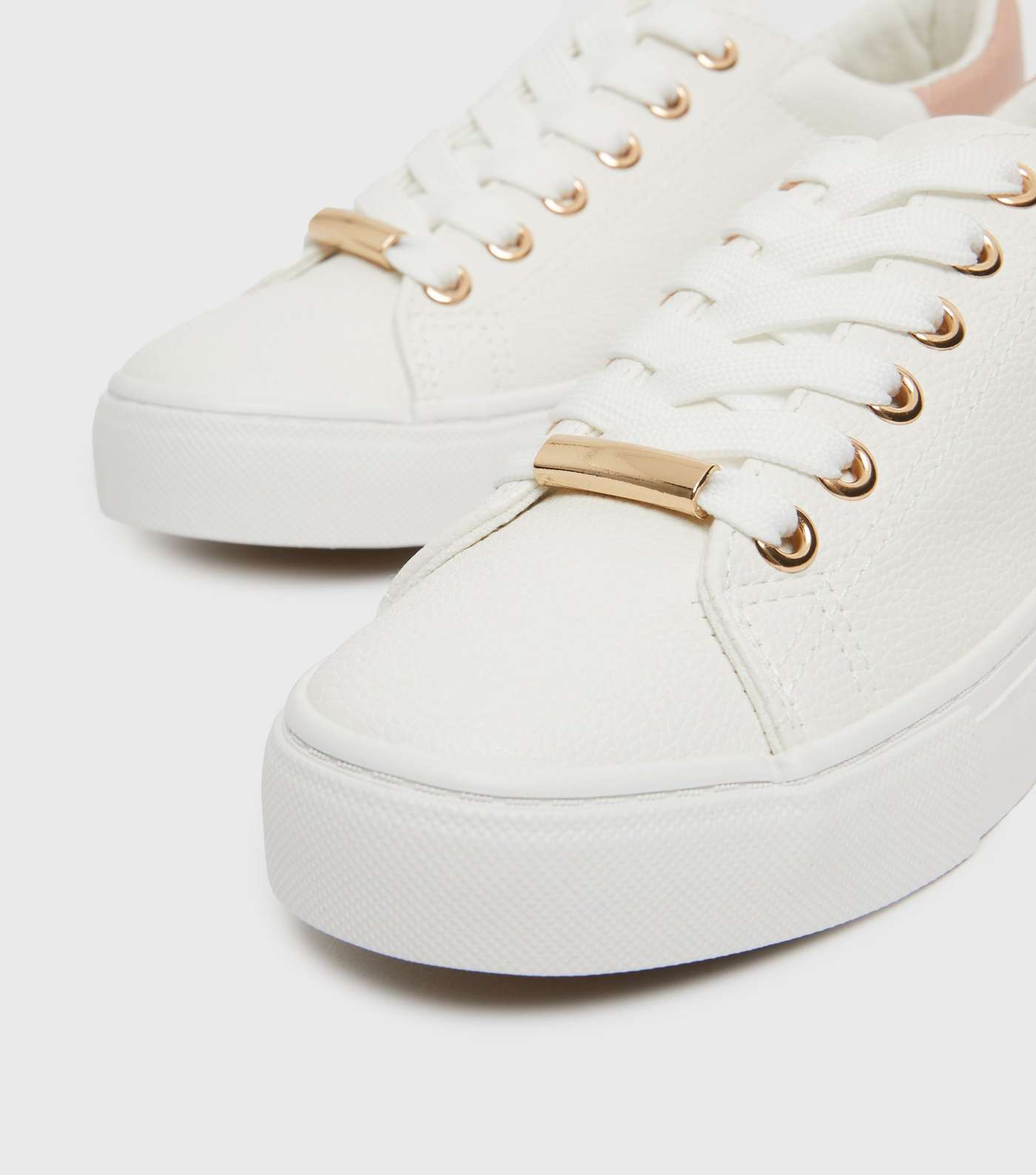 Girls White Contrast Lace Up Trainers Image 4