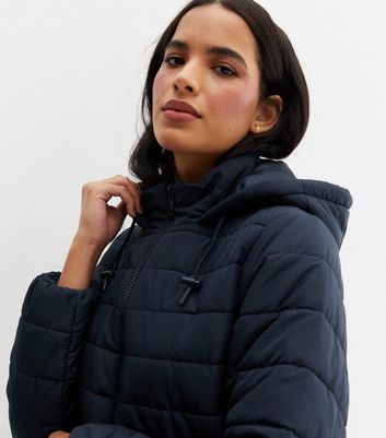 New Look Women's Maternity Navy Long Hooded Puffer Jacket - UK 8
