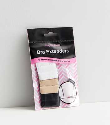 Perfection Beauty 3 Pack Black White and Tan Bra Extenders