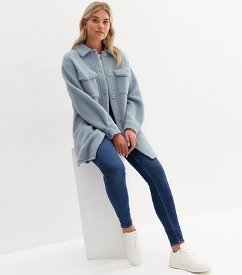 Tall Pale Blue Teddy Pocket Front Long 