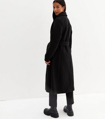 Petite black store belted coat