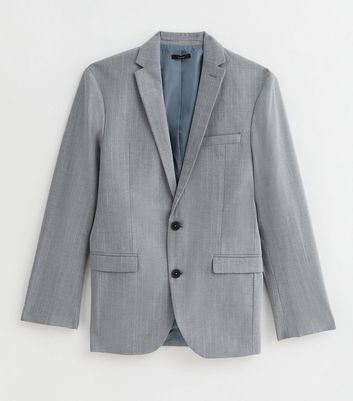 Men's Grey Pinstripe Slim Suit Jacket New Look