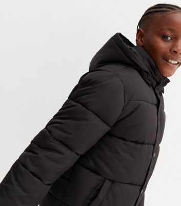 Boys black sales hooded coat