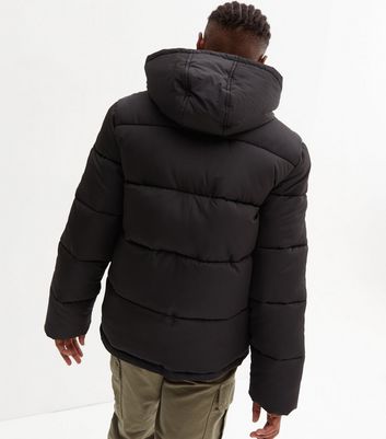 Boys Black Hooded Puffer Coat New Look