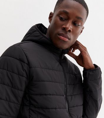 Black Long Sleeve Hooded Puffer Jacket 