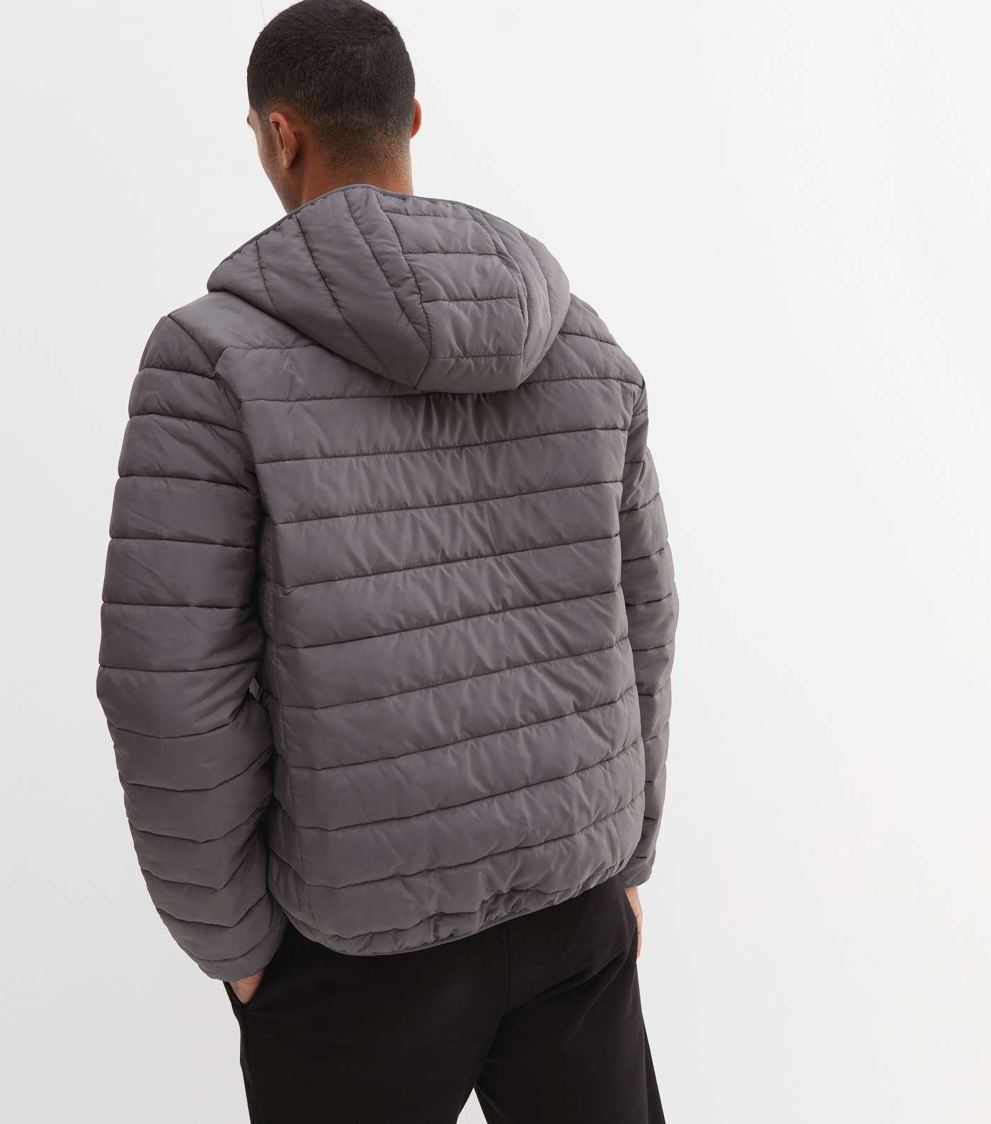 Grey Long Sleeve Hooded Puffer Jacket Image 4