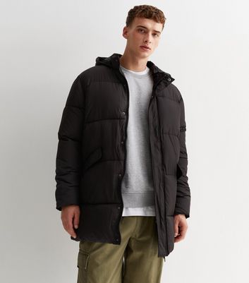 Mens long 2025 black puffer coat