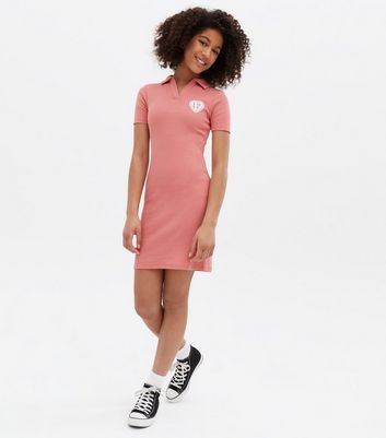 pink polo shirt dress