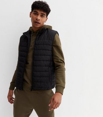Black High Neck Puffer Gilet