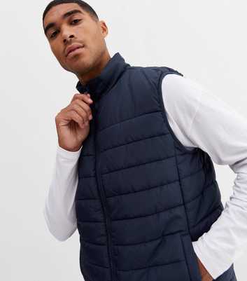 Navy High Neck Puffer Gilet