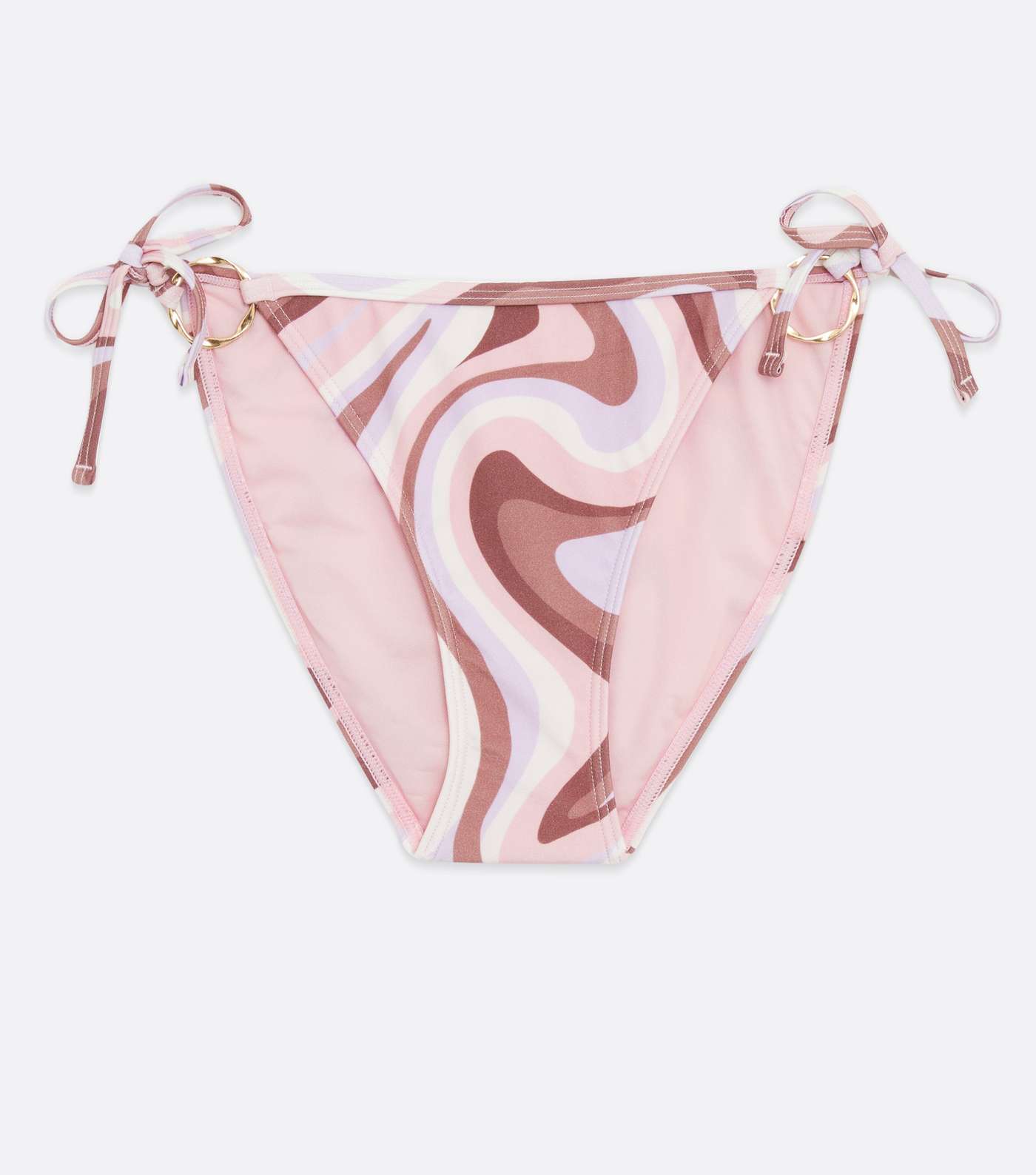 Pink Swirl Ring Tie Side Bikini Bottoms Image 5