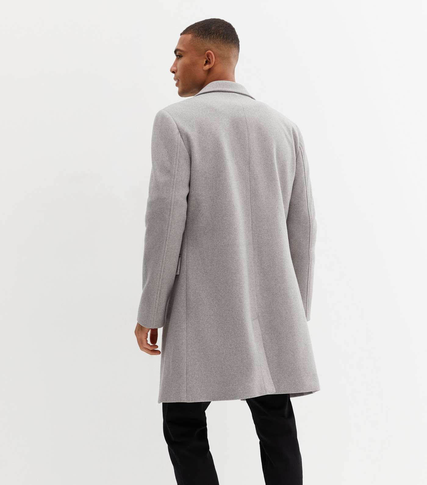 Grey Button Formal Coat Image 4