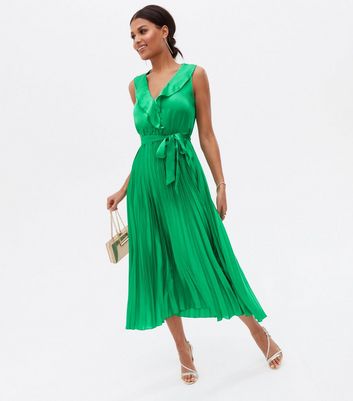 Green Pleated Dresses