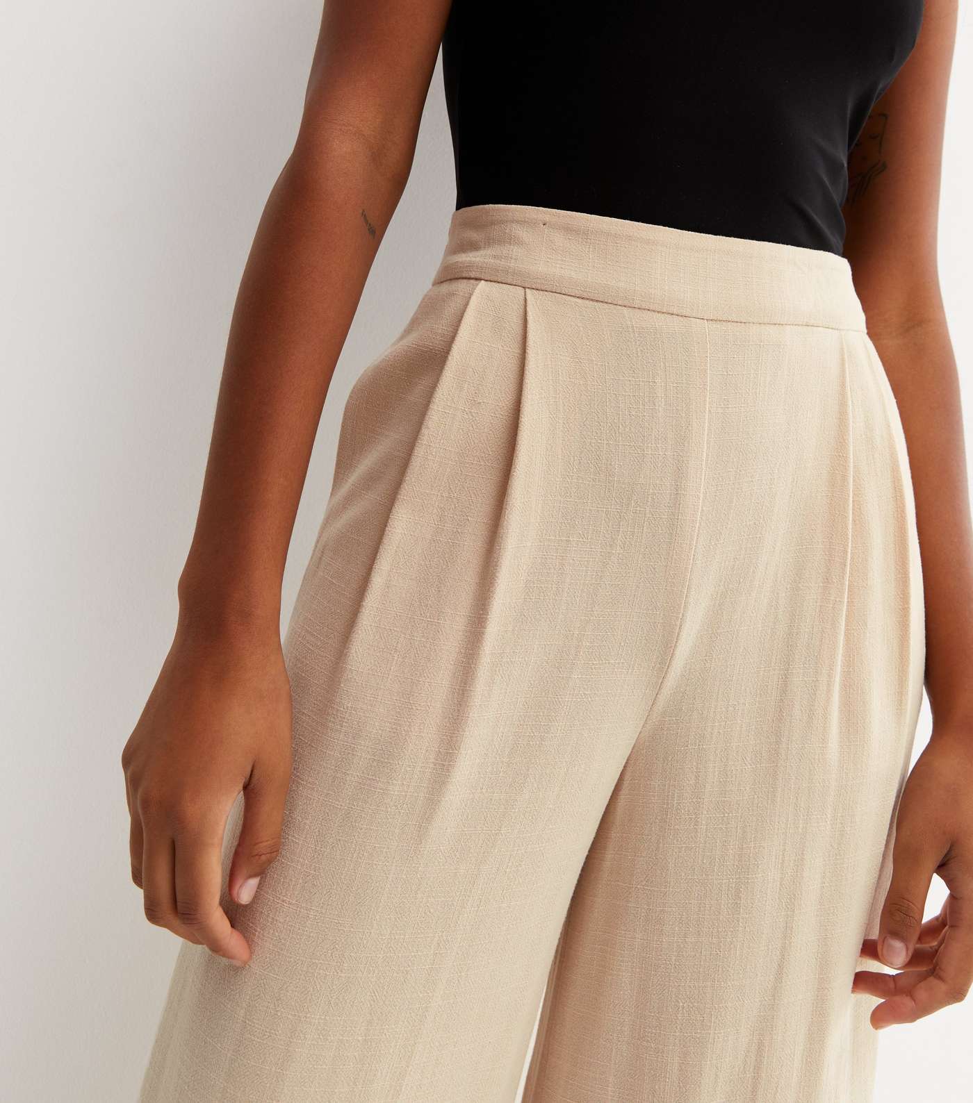 Stone Wide Leg Crop Trousers Image 2