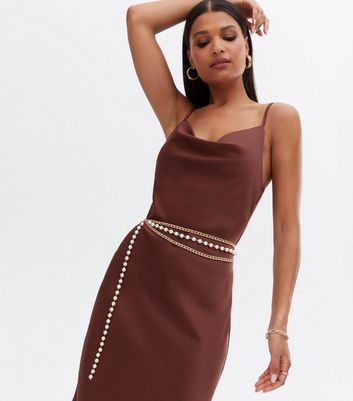 slip dress with chain belt