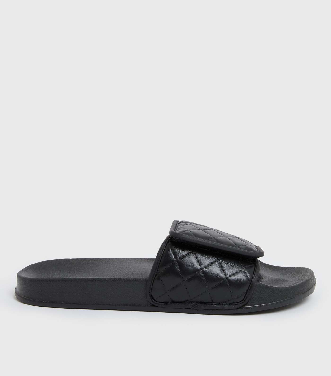 Black Quilted Velcro Sliders