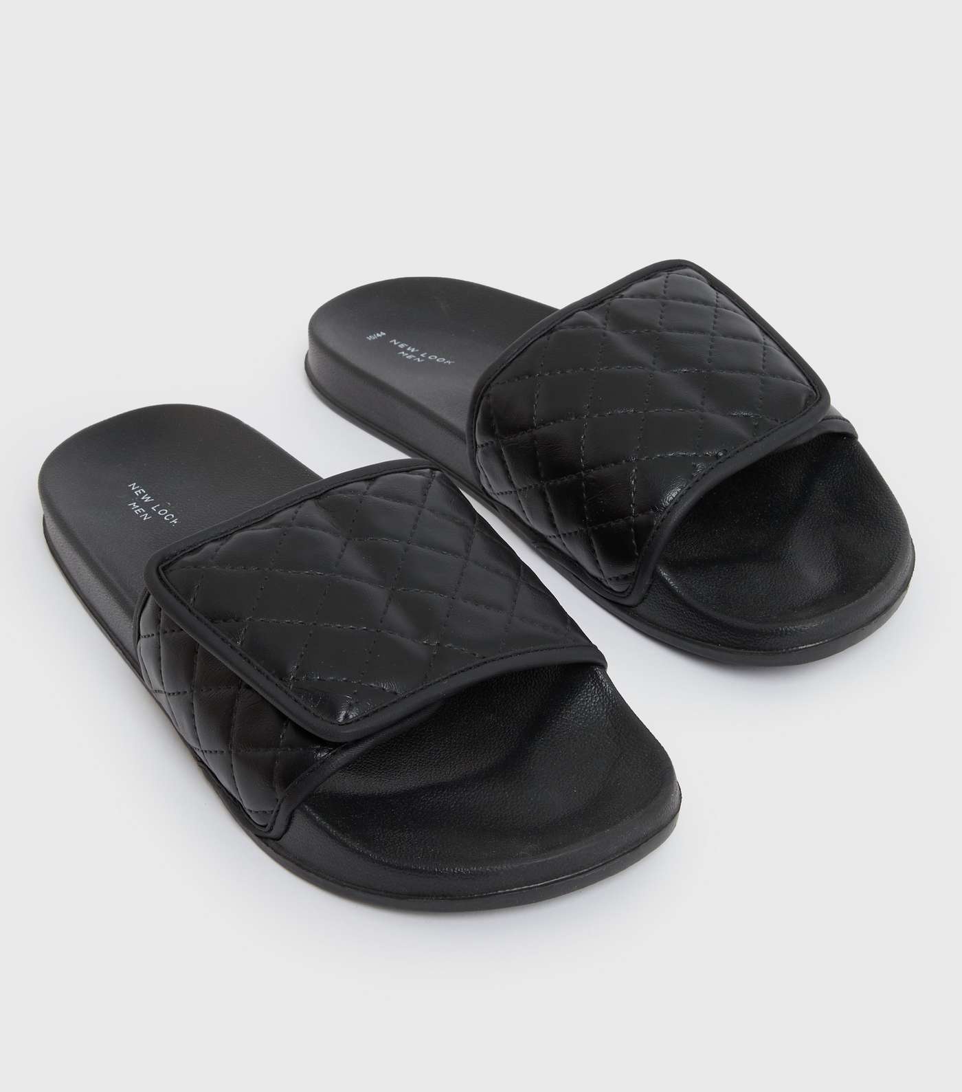 Black Quilted Velcro Sliders Image 3
