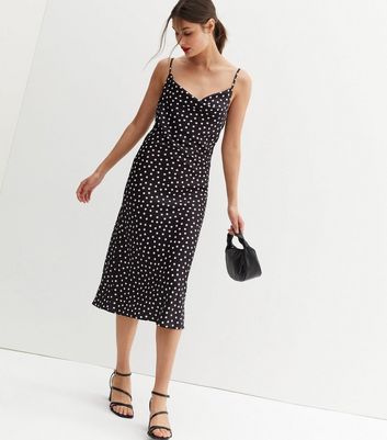 Zara polka dot 2024 cowl neck dress