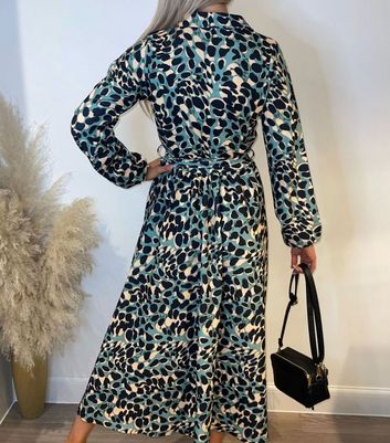 Missfiga Green Leopard Print Midi Shirt 