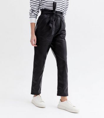 Urban Bliss Black Leather-Look Tie High 