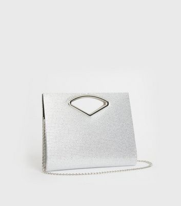 New look silver online clutch