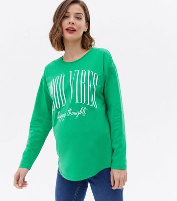 Maternity Green Good Vibes Logo Long 