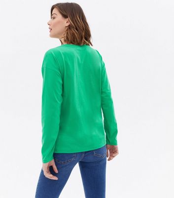 Click to view product details and reviews for Maternity Green Good Vibes Logo Long Sleeve T Shirt New Look.