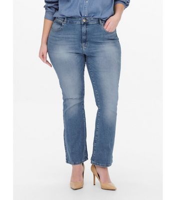 Click to view product details and reviews for Only Curves Pale Blue High Waist Flared Jeans New Look.