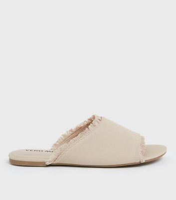 Click to view product details and reviews for Vero Moda Off White Frayed Sliders New Look.