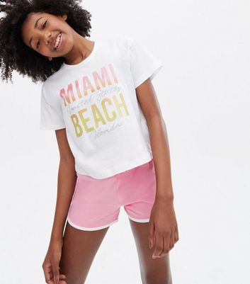 Girls Pink Short Pyjama Set with Miami 