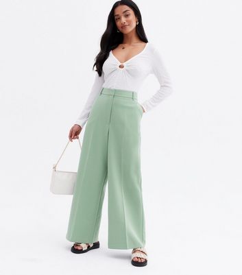 Petite Light Green Pleated High Waist 