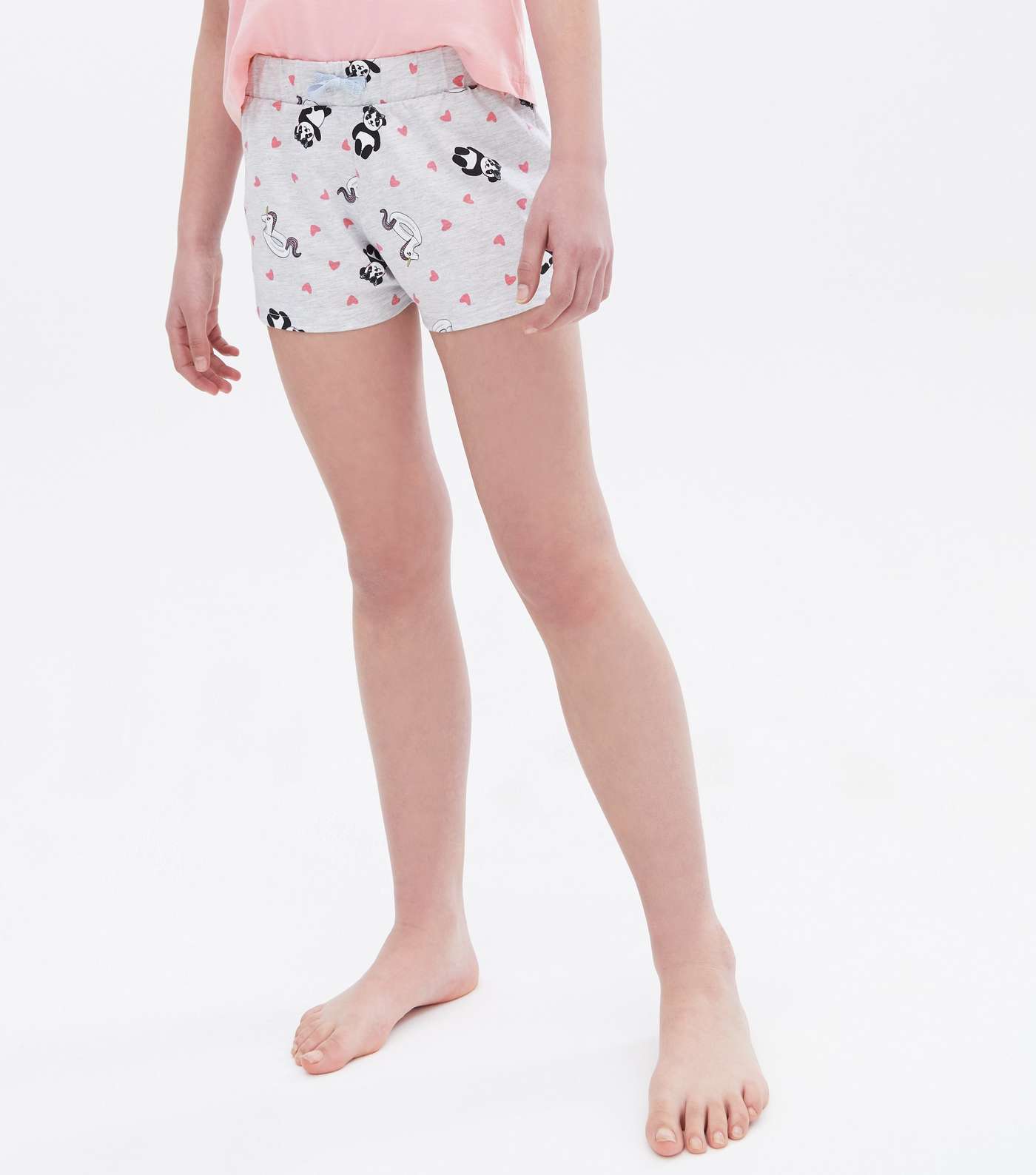 Girls Pink Short Pyjama Set with Panda Print Image 3