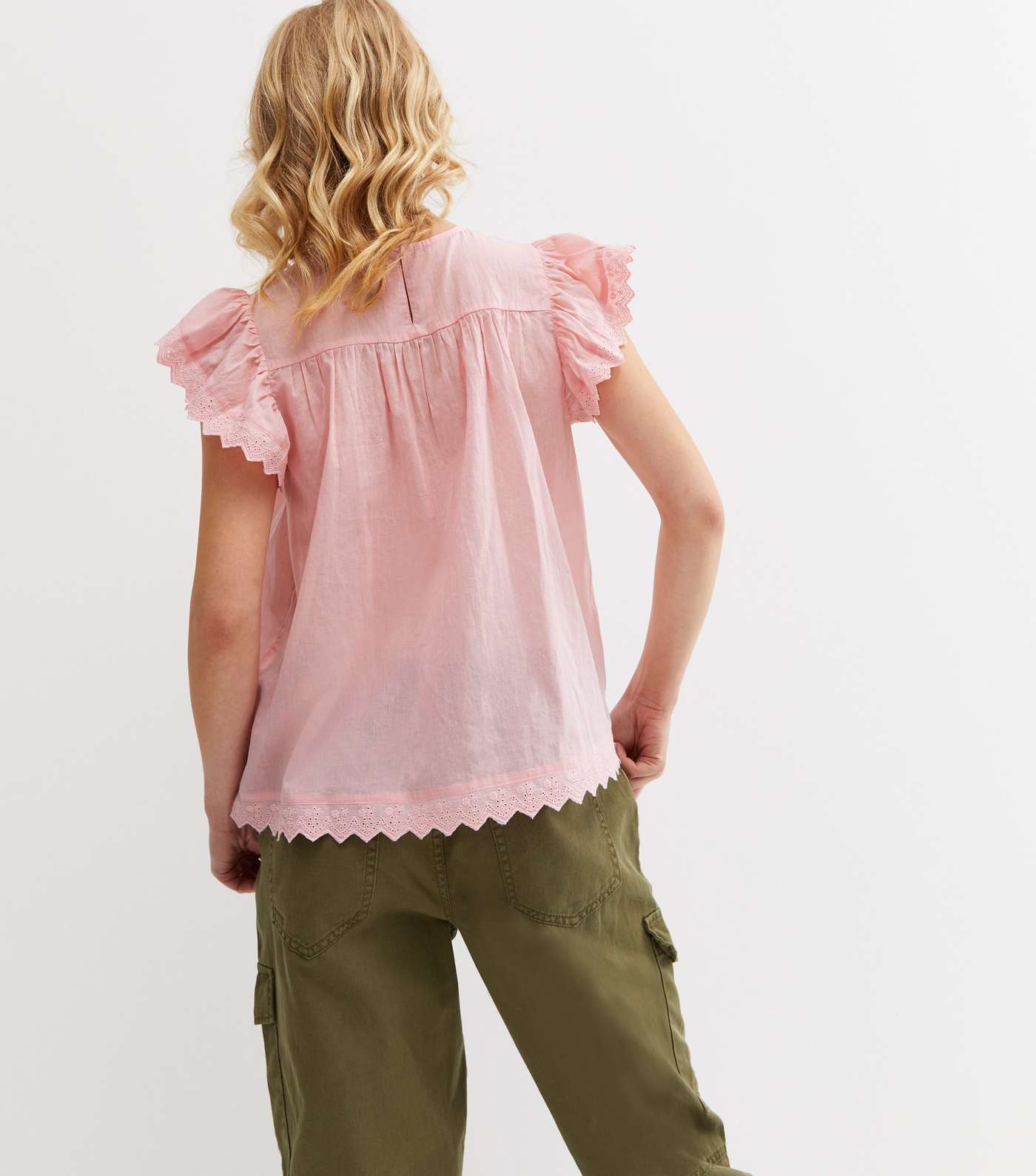 Pale Pink Broderie Frill Blouse Image 4
