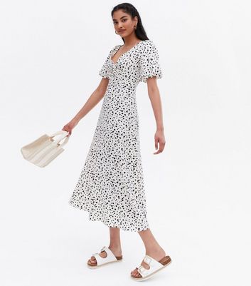 new look spot midi dress