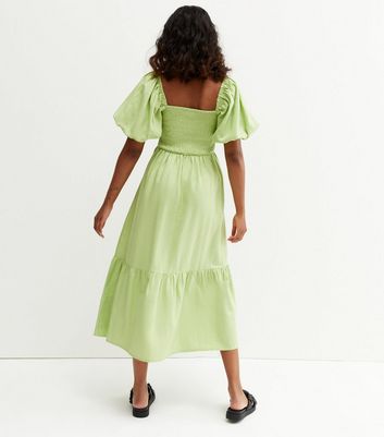 lime green puff sleeve dress