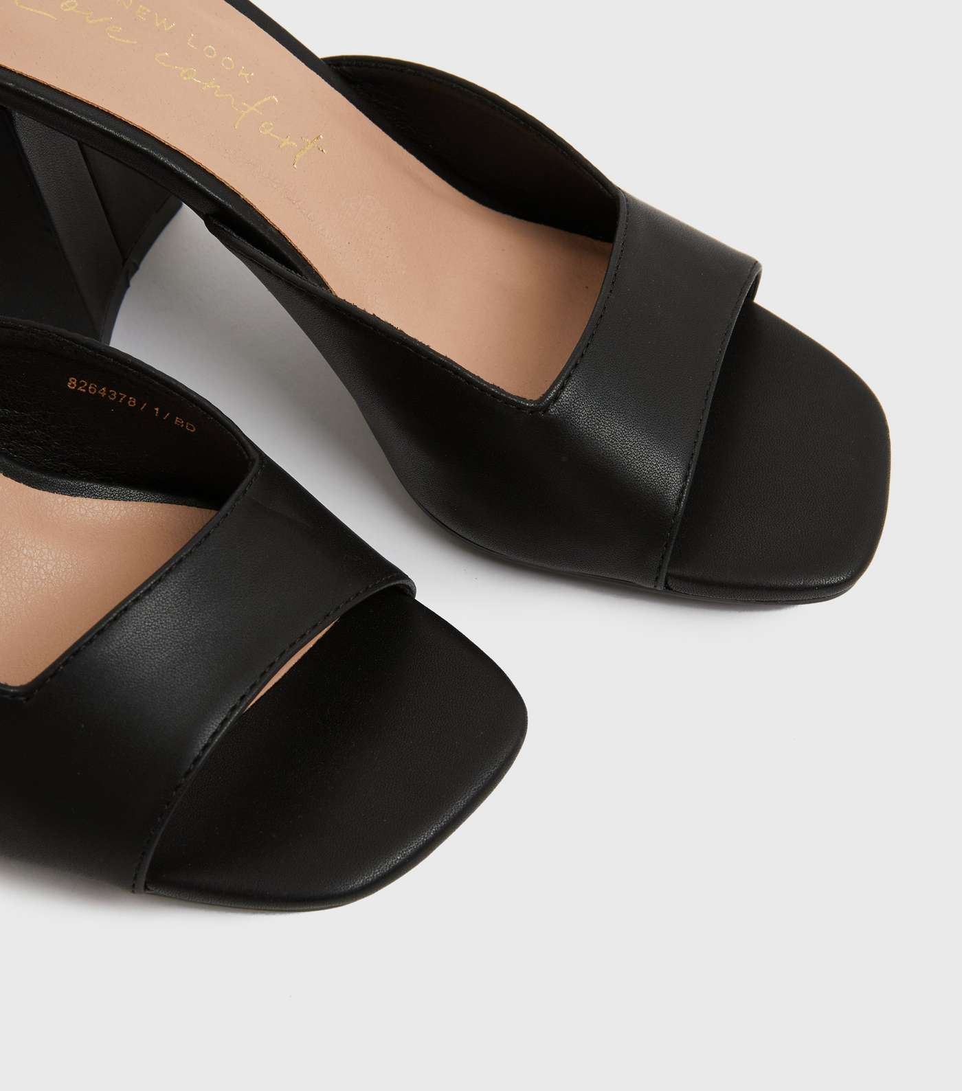 Black Leather-Look Asymmetric Block Heel Mules Image 4