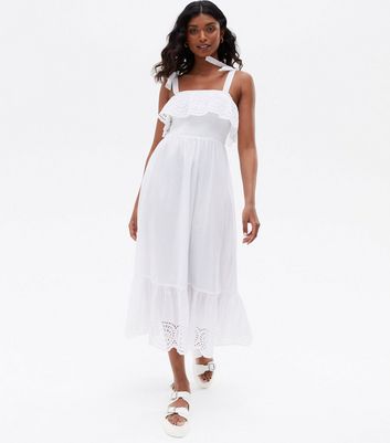 white broderie strappy dress